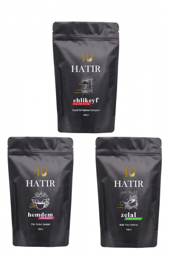 Aromalı Türk Kahvesi - Yöresel Dağ Çilekli - Fındıklı - Güllü Türk Kahveleri Serisi (3 X 100g ) 40 HATIR TÜRK KAHVESİ