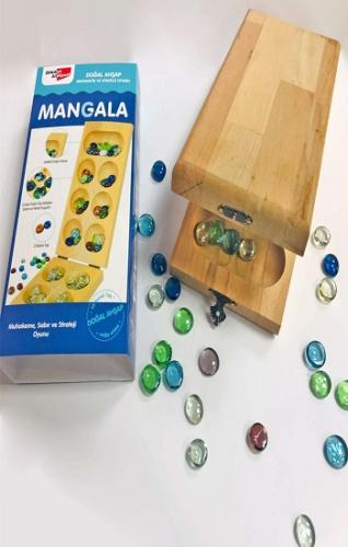 Cam Taşlı Doğal Ahşap Mangala Oyunu